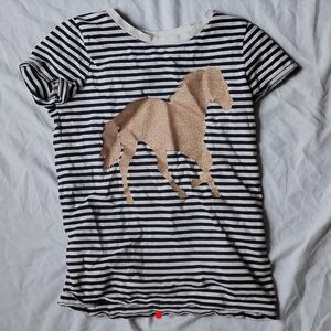 Cherokee Black and White Striped Short Sleeve Shirt